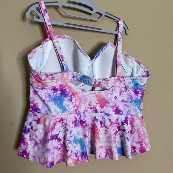 Torrid Women's Plus Size Tie-Dye Tankini Top Peplum Style Size 3X - Picture 6 of 11